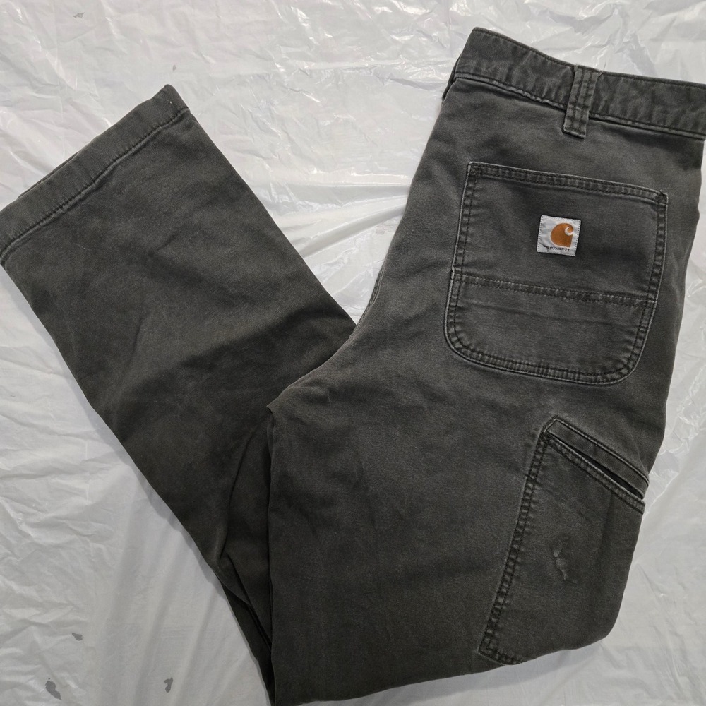 Carhartt Relaxed Fit Carpenter Pants Mens 36x32 Gray Cotton Duck Canvas Utility